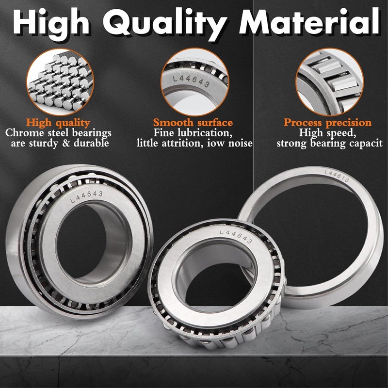 Jeemiter L44643 L44610 Trailer Bearing Kit for #91 Spindle - Fits 3500 lb Axles | 4 Sets Complete Hub Kit with 1.98" Seals, Dust Covers & Spindle Nuts - Image 4